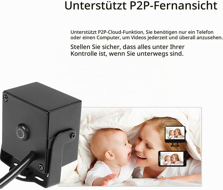5MP POE Mini Audio IP Kamera, 3.7mm Objektiv HD Small Indoor Built in Microphone Sicherheitskamera,
