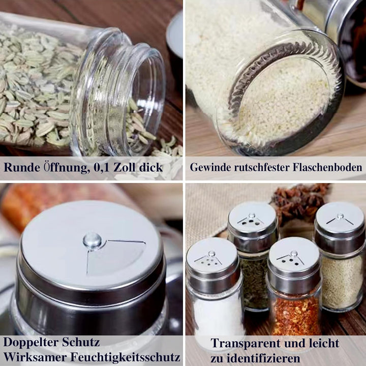 4er Set Salz- und Pfefferstreuer, Salzstreuer und Pfefferstreuer mit verstellbaren Einfülllöchern, P