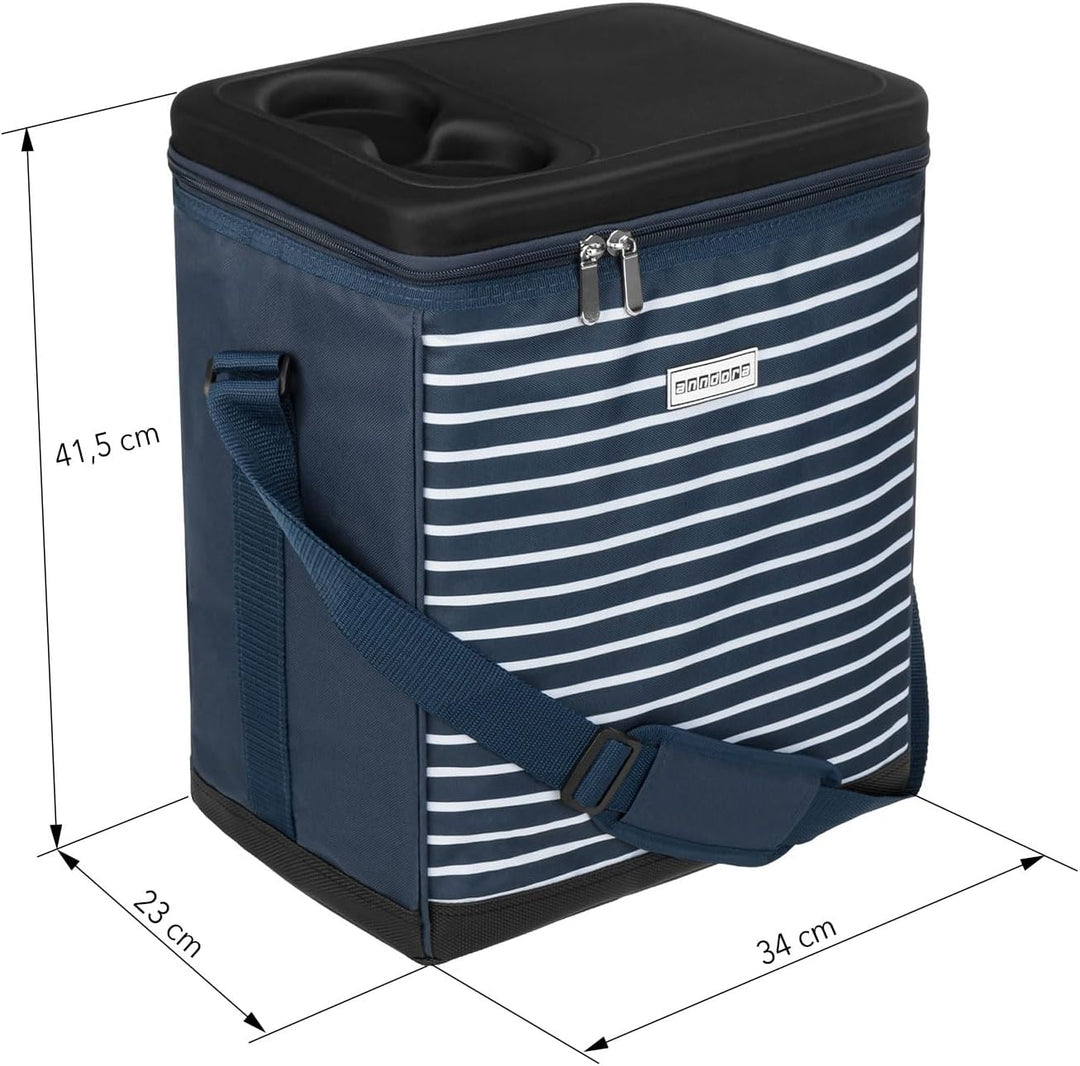 anndora Kühltasche XL 40 Liter - Isotasche Kühlbox Picknicktasche Farbauswahl XL long: Navy Blau Wei
