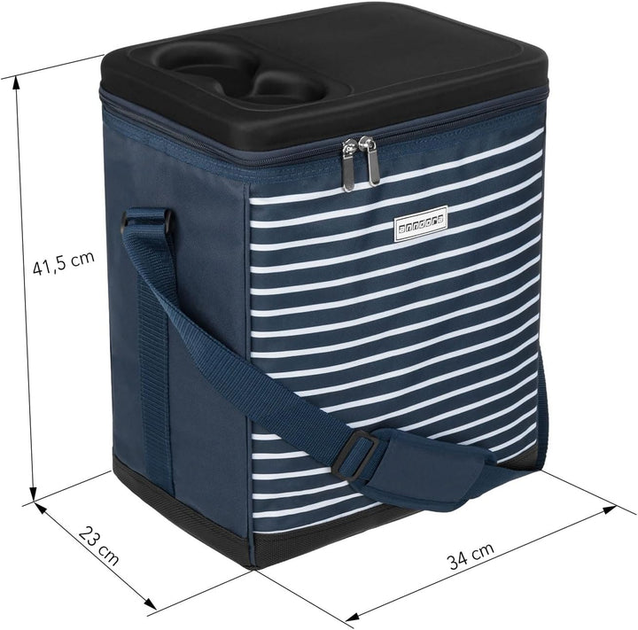 anndora Kühltasche XL 40 Liter - Isotasche Kühlbox Picknicktasche Farbauswahl XL long: Navy Blau Wei