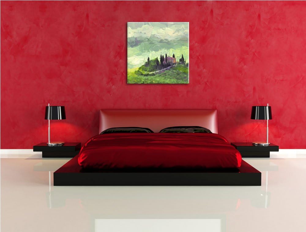 schöne Toskana Landschaft, Format: 70x70 auf Leinwand, XXL riesige Bilder fertig gerahmt mit Keilrah