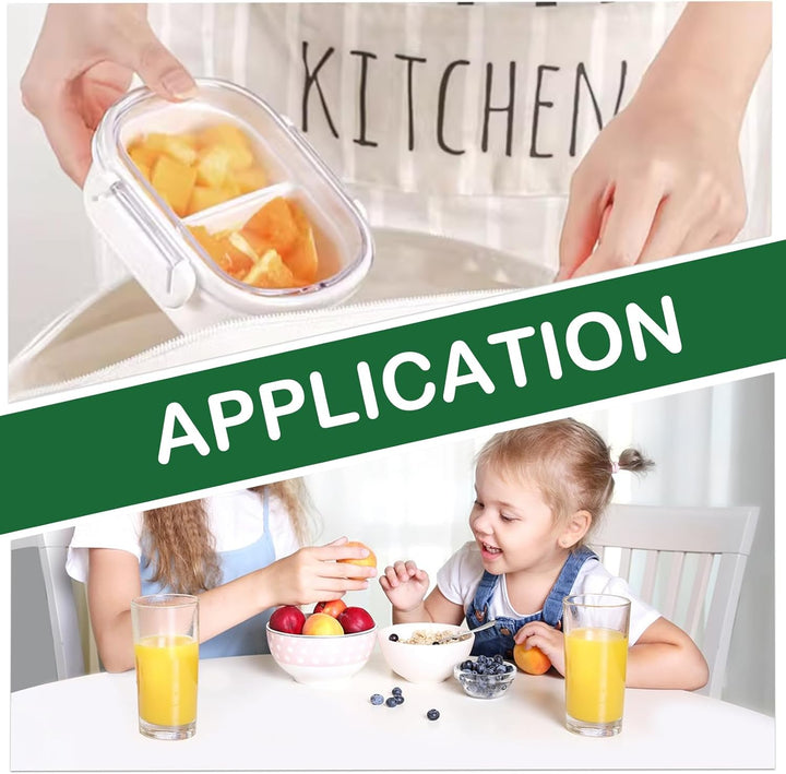 2 Stück Snackbox mit 2 Fächern,Brotdose Klein Bento Box Kinder Frühstücksbox Frischhaltedosen mit De