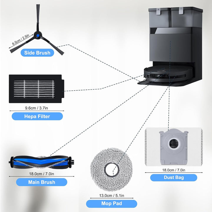 Zubehörset Ersatz für Ecovacs Deebot T50 Pro Omni Gen2/T50 Omni Gen2/T50 Pro Omni/T50 Omni Roboterst