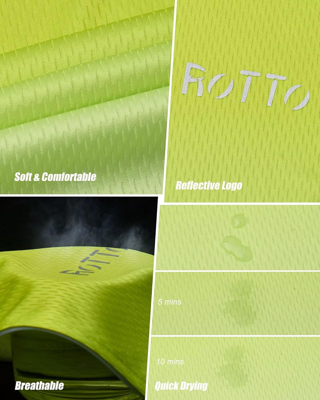 ROTTO Herren Radtrikot Fahrradtrikot Langarm Rennrad Trikot Farbverlauf Reihe D1 Leuchtendes Grün-we