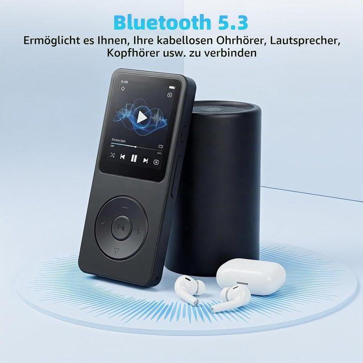 32GB MP3 Player mit Bluetooth 5.3-1.8" TFT-Farbbildschirm MP3-Player mit Kopfhörer Lautsprecher FM-R