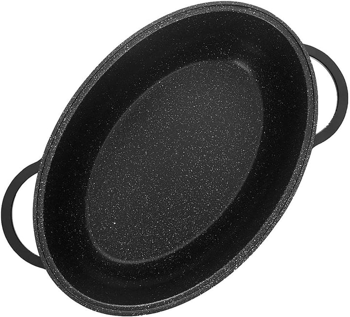orion group Tiefe Granitbratpfanne Bratpfanne Granit Bräter Brattopf Kochtopf mit Glasdeckel 8 L Gra