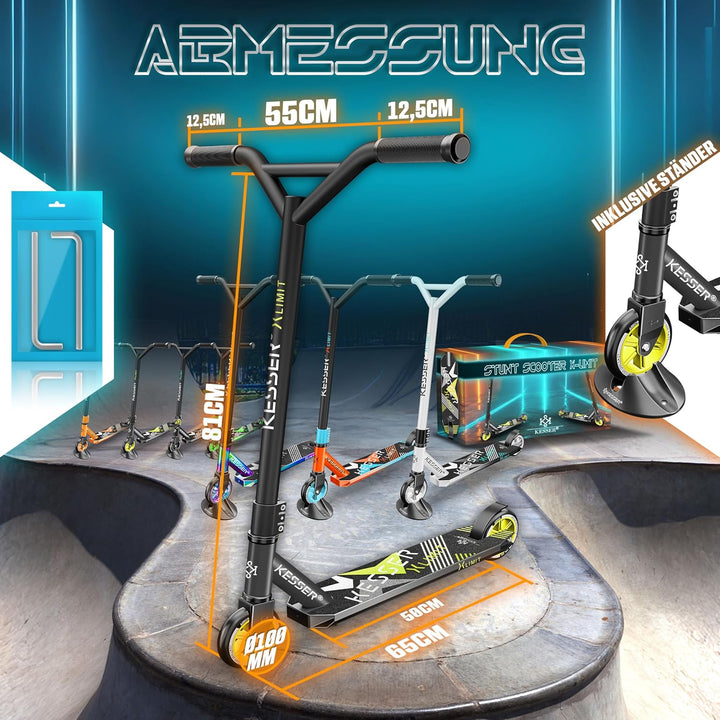 KESSER® Stunt Scooter X-Limit - 360° Lenkung Robuster Funscooter Stuntscooter mit ABEC 9 Kugellagern