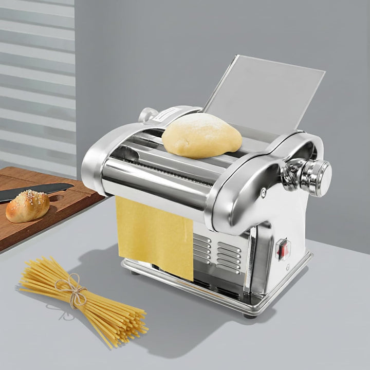 Elektrische Nudelmaschine 3 Messer 8 Stufen für Haushalt Pasta | 1,5mm &amp; 4mm Messer, 135W, integrier