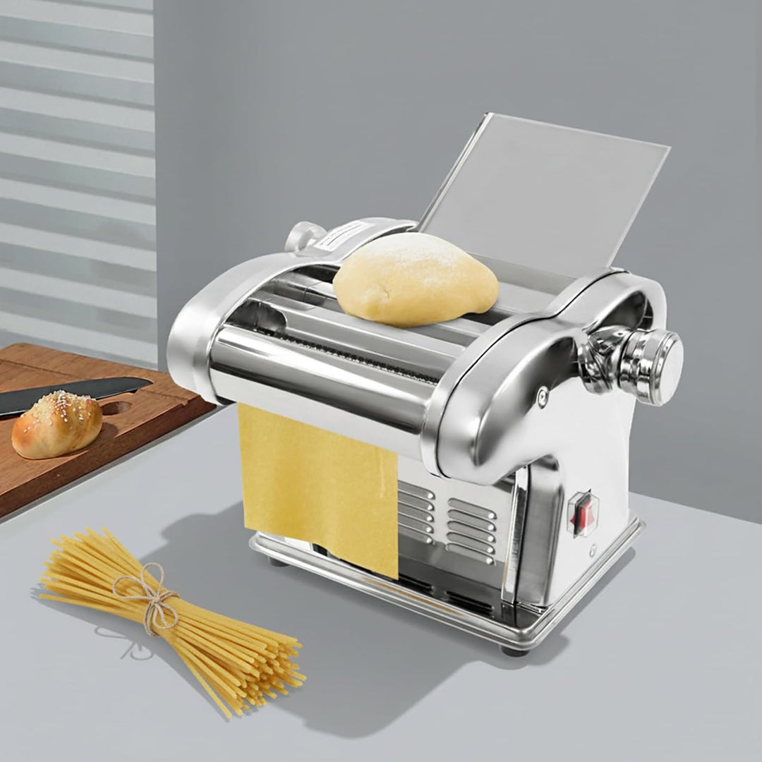 Nudelmaschine elektrisch 135W Edelstahl, Pastamaschine 8-stufig für Pasta | 8 Thickness Settings, 3
