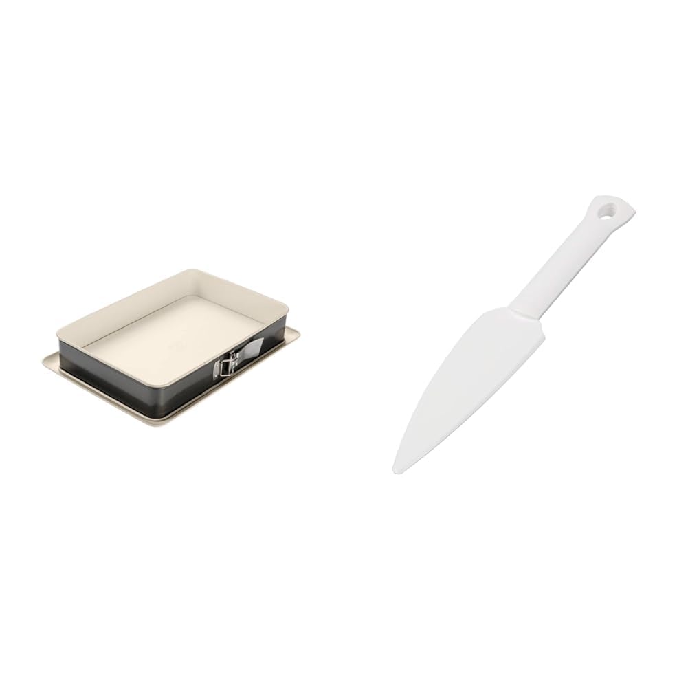 Dr. Oetker 4861 Rechteck-Springform, Stahl, creme/anthrazit, 38 x 25 cm & Kuchenlöser, einfaches und