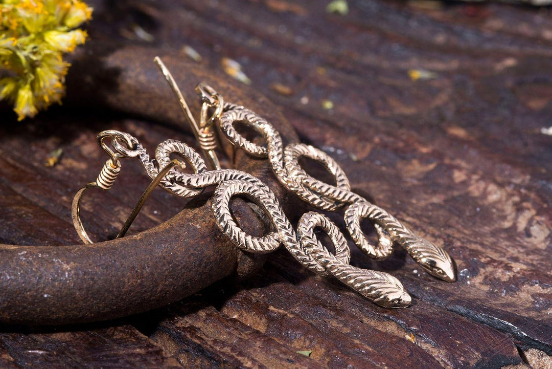 WINDALF Vintage Ohrringe PHYTHEA 4.8 cm Schlangen-Schmuck Bohemia Ohrhänger Bronze