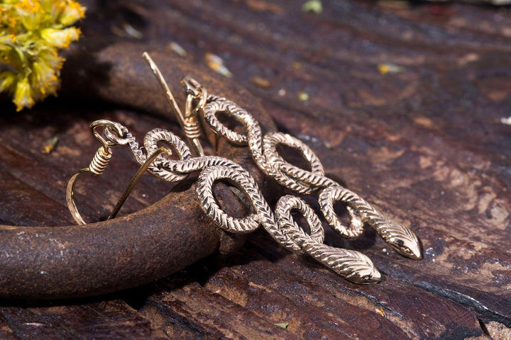 WINDALF Vintage Ohrringe PHYTHEA 4.8 cm Schlangen-Schmuck Bohemia Ohrhänger Bronze