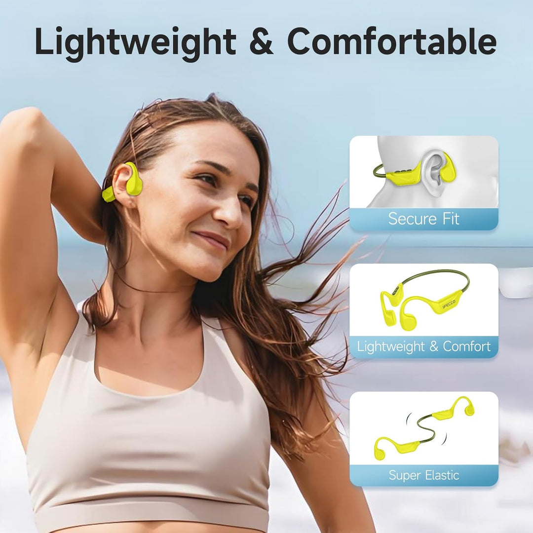 IFECCO Knochenschall Kopfhörer Bluetooth 6.2 - Open Ear Kopfhörer Kabellos,IPX5 wasserdichte Knochen