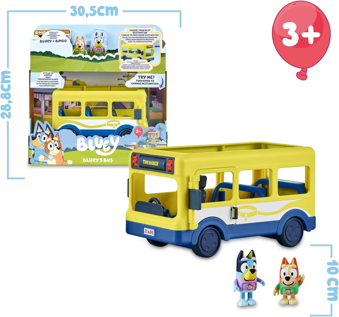 Bluey - School Bus, Bus für den Cole 2 Figuren mit Bingo Figuren aus der Zeichnungsserie Inantil, Sc