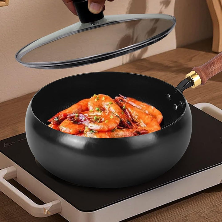 Unbeschichtete Eisenpanne, Eisen Wok, 24cm Hand-Schmiede Antikleber Eisen Pfanne ohne Beschichtung,