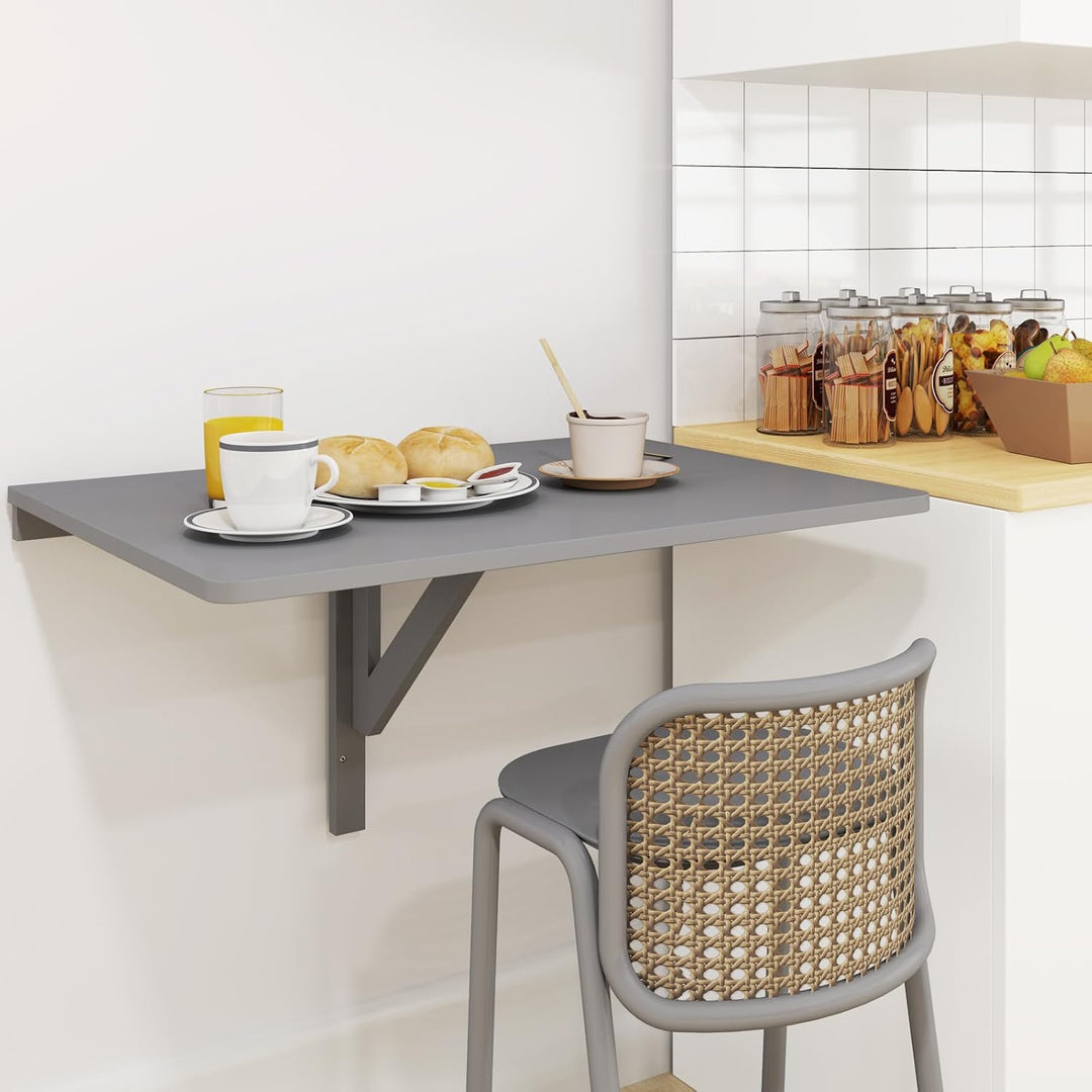 GIANTEX Wandklapptisch klein, Wandtisch Hängetisch Klappbar 80x60cm, Wandmontierter Klapptisch Essti