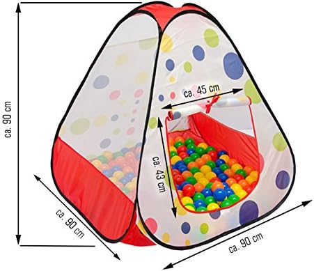 LittleTom Bällebad Kinderzelt für Drinnen & Draussen - 200 Bälle - 90x90x90 Zelt mit Bällen für Kind