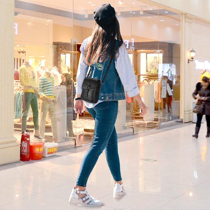 HAWEE Mode Damen Handytasche mit Riemen Echtes Leder Crossbody Handy Umhängetasche Leicht Damen Schu