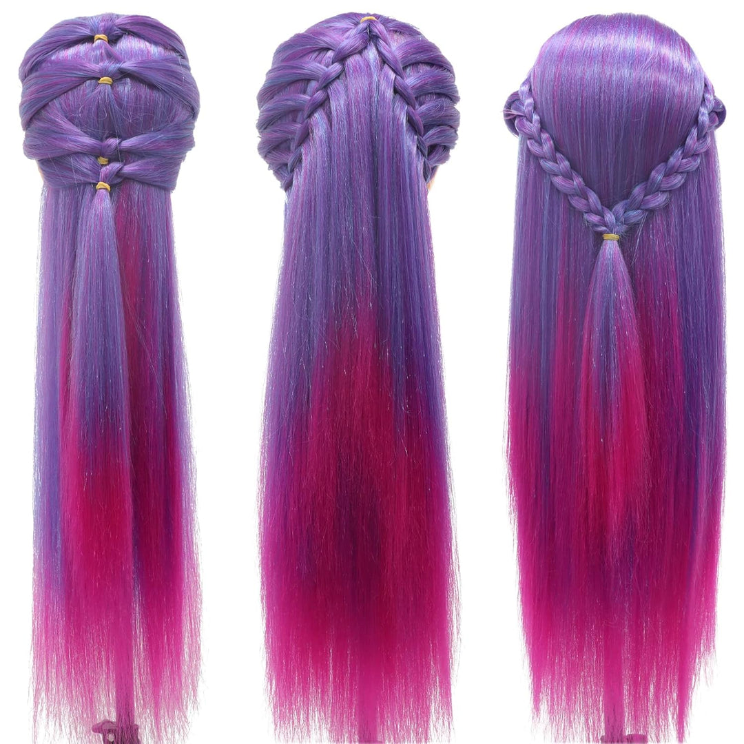Trainingsköpfe, 28 inch Frisierkopf für Frisöre 100% Synthetikfaser-Haar Übungskopf,mit DIY Stricken
