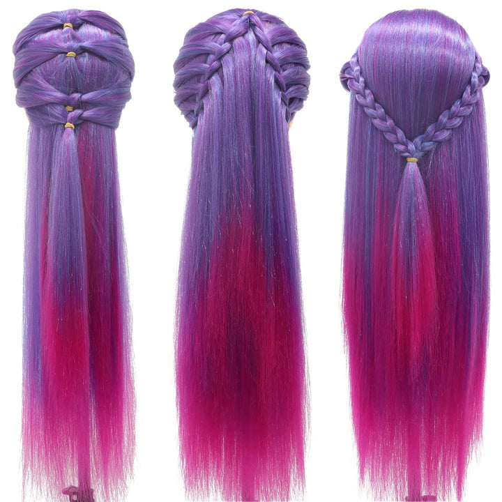 Trainingsköpfe, 28 inch Frisierkopf für Frisöre 100% Synthetikfaser-Haar Übungskopf,mit DIY Stricken