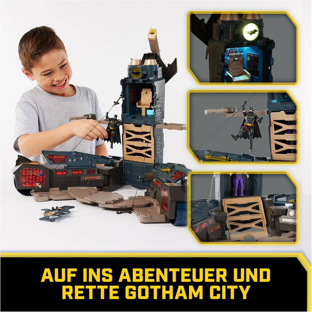 DC Comics - Ultimate Transforming Batmobile mit Batmanfigur (10cm), 1 Pfeil-Katapult, Lichteffekten,