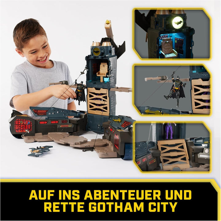 DC Comics - Ultimate Transforming Batmobile mit Batmanfigur (10cm), 1 Pfeil-Katapult, Lichteffekten,