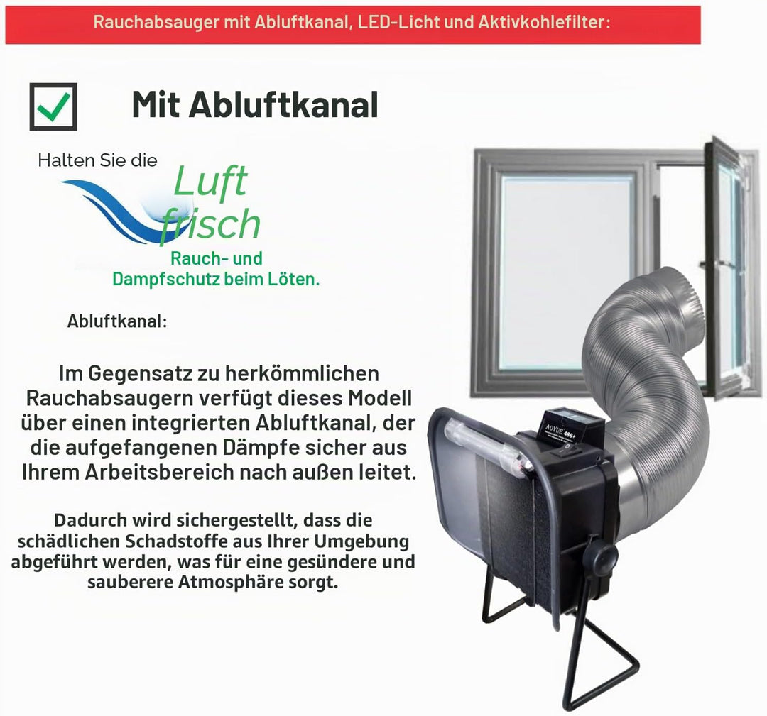 Aoyue 486+ Absaug und Lötrauchabsorberventilator mit Abluftschlauch und Licht AOYUE-486-P, AOYUE-486
