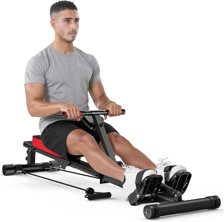 Rudergerät für Zuhause Hydraulisch Rowing Machines, 12 Widerstandsstufen, 180KG Belastbarkeit, Ganzk