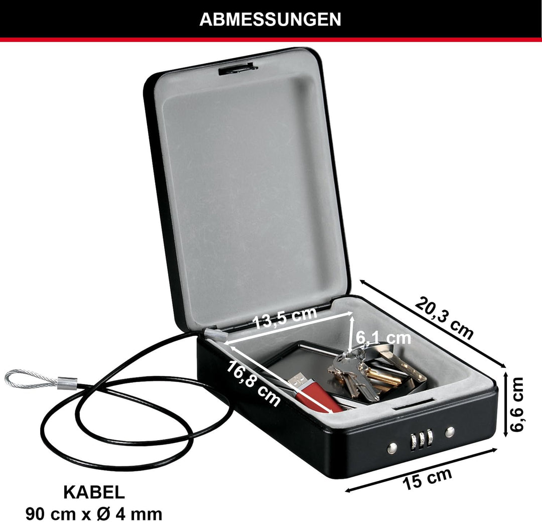 MASTER LOCK Kompakttresor [Kombination] [mit Kabel] P005CEURBLKHRO – Ideal für Scheckbücher, Schmuck