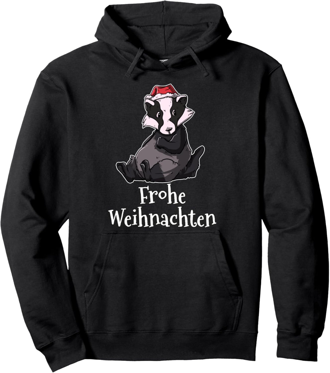 Frohe Weihnachten Grimbart Weihnachtsmütze Geschenk Dachs Pullover Hoodie