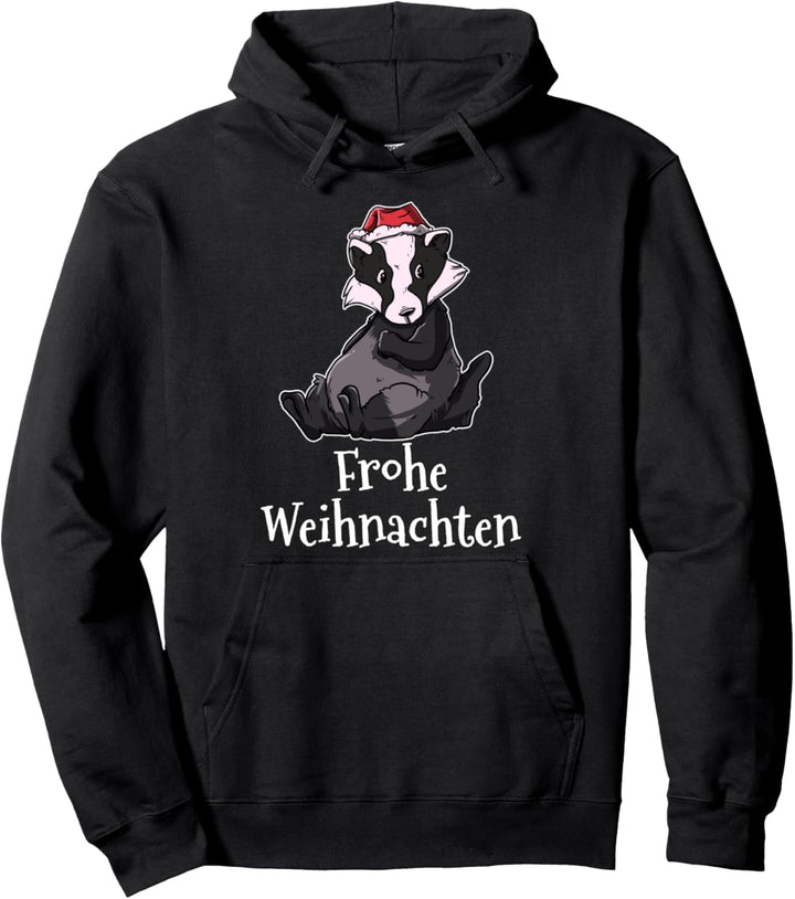 Frohe Weihnachten Grimbart Weihnachtsmütze Geschenk Dachs Pullover Hoodie