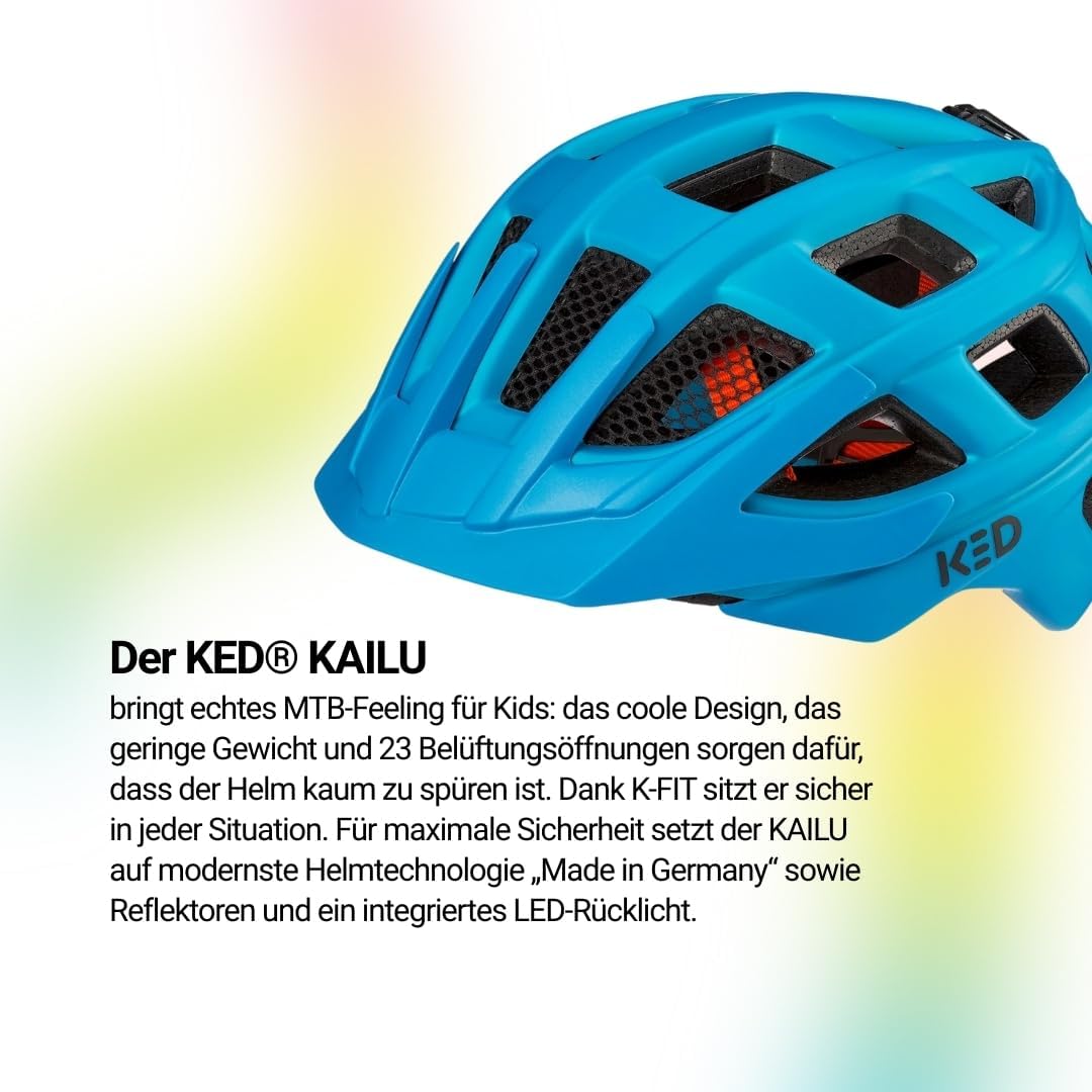 Kailu Kinder Fahrradhelm mit LED-Rücklicht, Reflektor, Flexible Grösseneinstellung Jungen Mädchen Bl