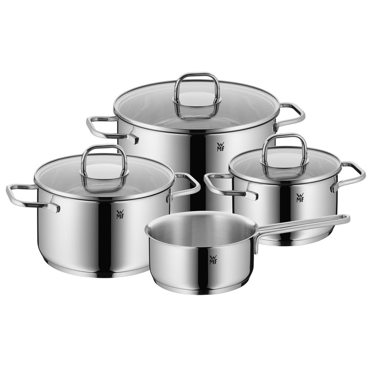 WMF Inspiration Topfset Induktion 4-teilig, Kochtopf Set mit Glasdeckel, Cromargan Edelstahl poliert