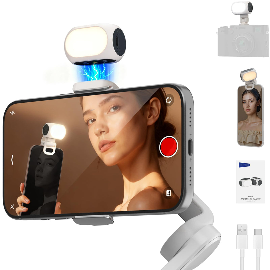 NEEWER BASICS Selfie Licht, magnetisches Handy Light mit Handyhalterung/Cold Shoe kompatibel mit DJI