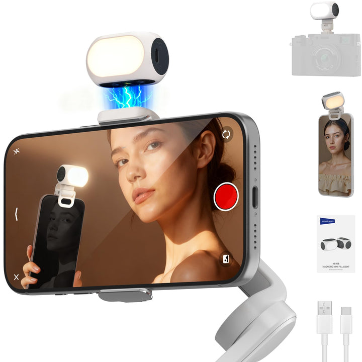 NEEWER BASICS Selfie Licht, magnetisches Handy Light mit Handyhalterung/Cold Shoe kompatibel mit DJI