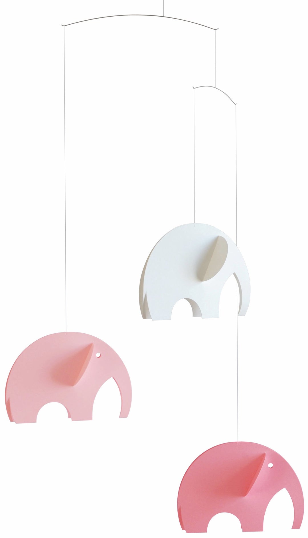 Flensted Olephants, Mobile, Stahl, pink/weiss, 47x30cm, Pink/Weiss