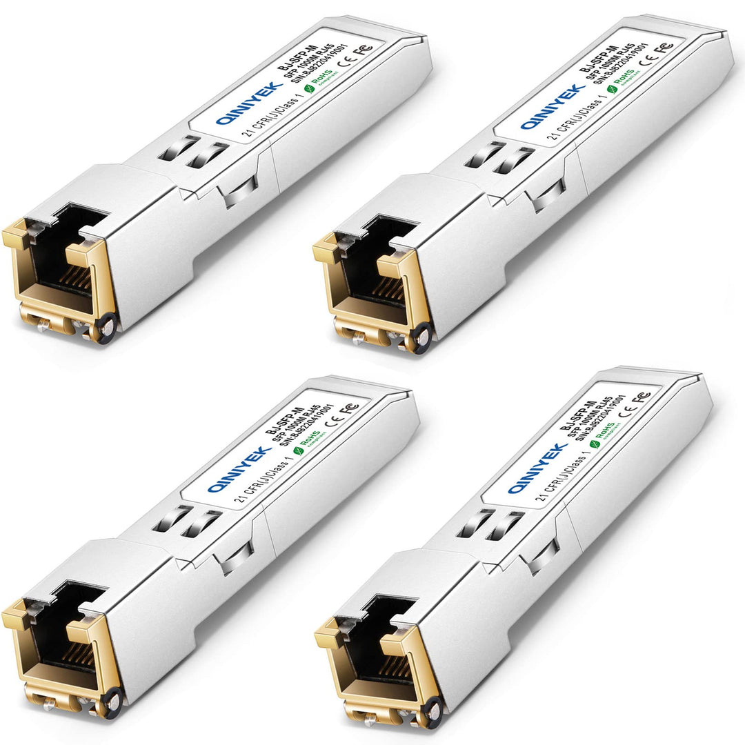 [4 Stück] 1.25G SFP to RJ45 Module, 10/100/1000BASE-T Transceiver für Cisco GLC-T/SFP-GE-T, Meraki M