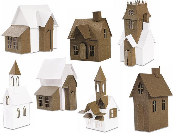 Tim Holtz Sizzix Village Collection Thinlits Stanzschablonen, Set mit 87 Stanzformen (665564) plus 3