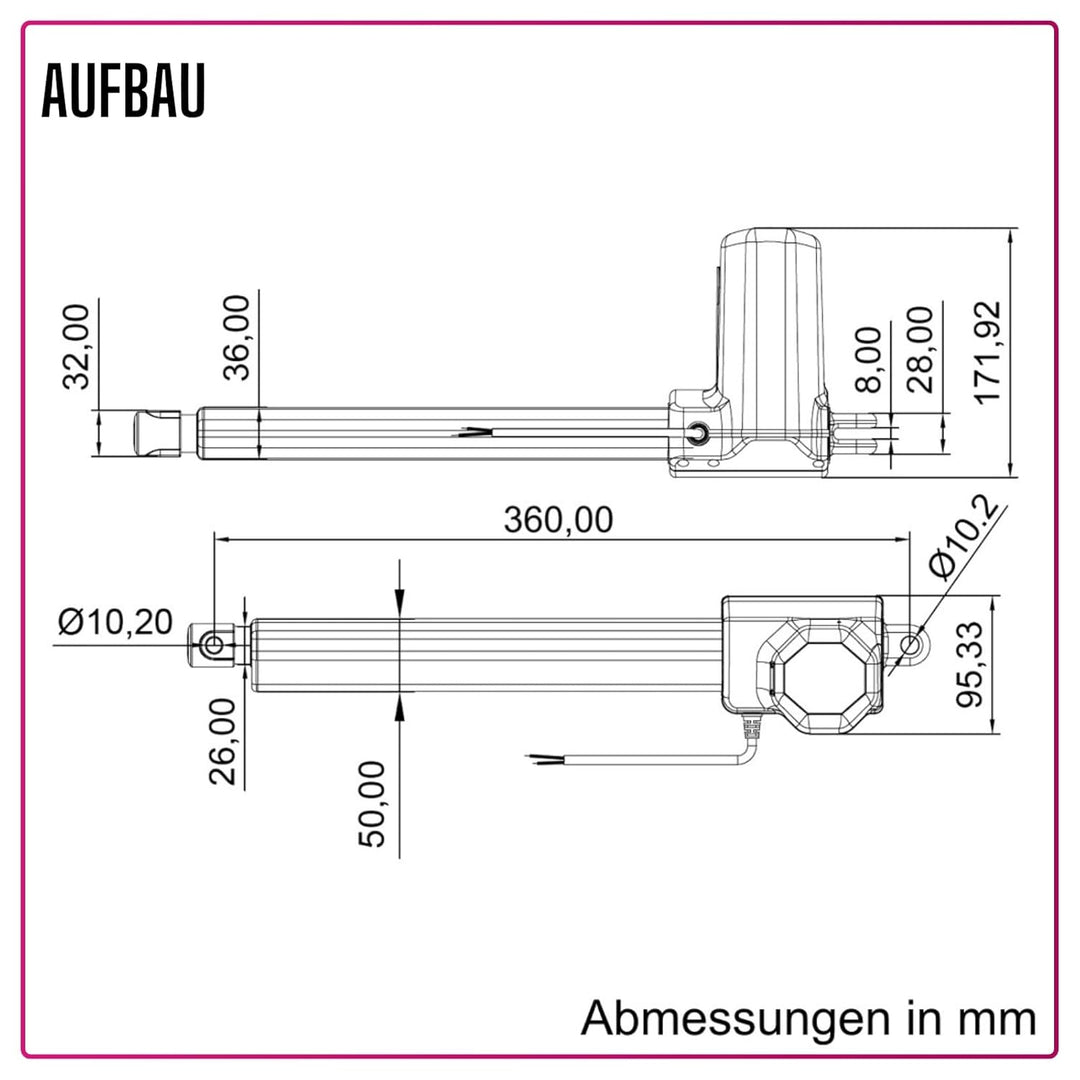 SUMMIT Original Linearantrieb 24V I Linearmotor mit 15cm Hub I Verstellantrieb max. Belastung bis 35