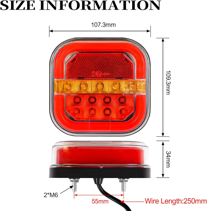 AOHEWEI 12/24 V 2 Stück LED-Anhänger-Rückleuchten, wasserdichter Bremspositionslampe, dynamischem Bl