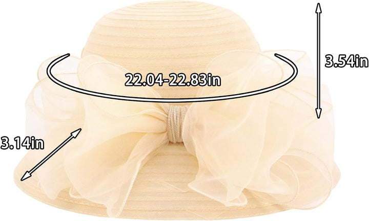 Naimo Damen Organza Kirche Kentucky Derby Fascinator Hut Elegante Schleife Breite Krempe Brauthut Te