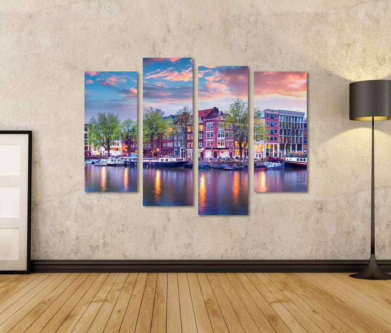 islandburner Bild auf Leinwand Amsterdam Grachten Holland Wandbild Poster Kunstdruck Bilder Format: