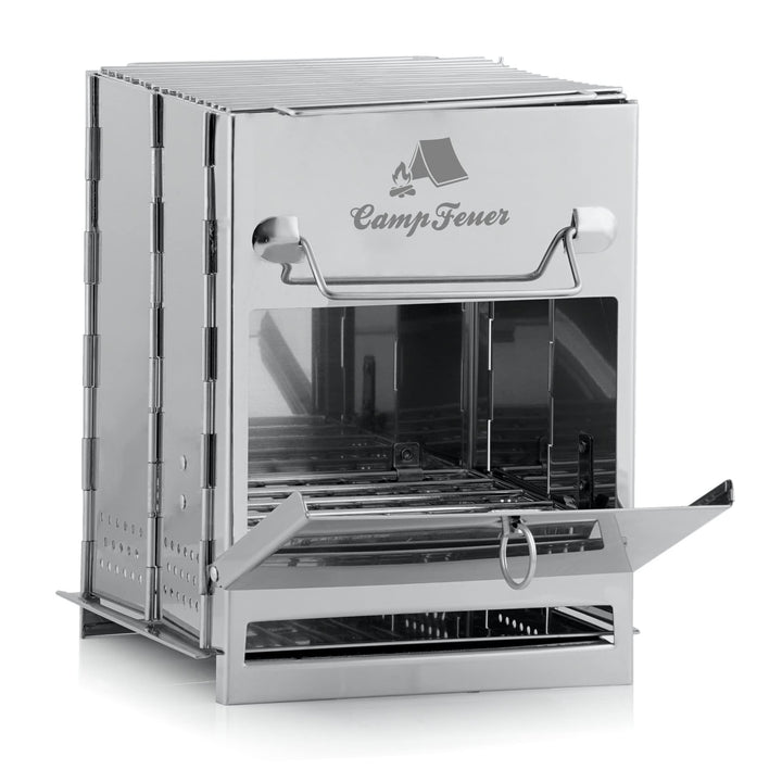 CampFeuer Edelstahl Faltgrill | 22 x 20,5 x 27 cm | Klappgrill | Campinggrill für Hiking und Outdoor
