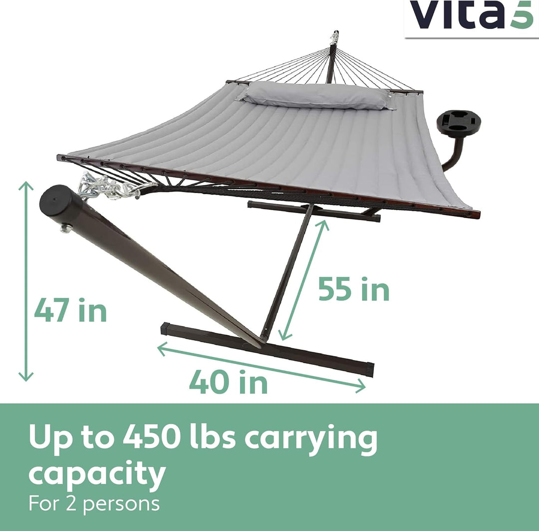 VITA5 Hängematte mit Gestell und Tisch - Hängematte Outdoor für den Garten, Pool & Balkon - Grosszüg