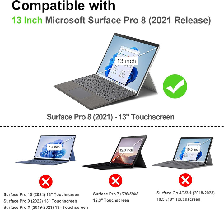 Fintie Hülle für Microsoft Surface Pro 8 13 Zoll (2021) - Multi-Sichtwinkel Hochwertigem Kunstleder