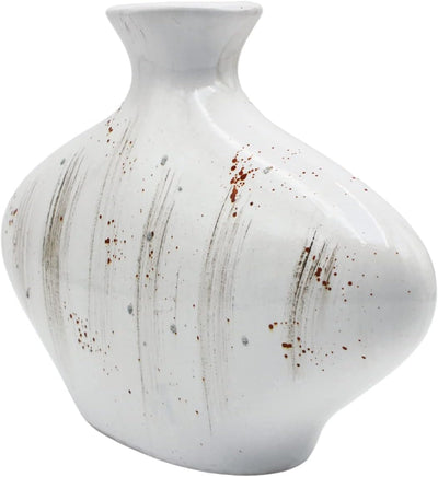 Ovale Keramik Vase mit Hortensie, gelb-orange, Handarbeit, Grösse: L/B/H ca. 7 x 30 x 20 cm Gelb-ora