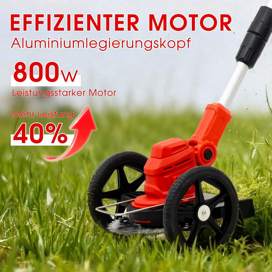 OUTIGO Akku-Freischneider, Akku-Rasenmäher, betrieben mit 1 x 21 V - 4 Ah Akkus, mit klappbarem Tele
