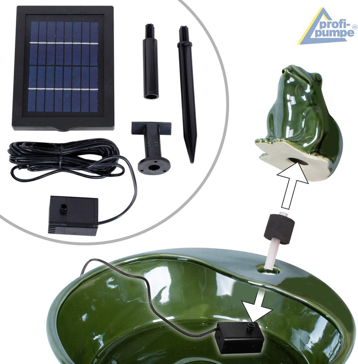 AMUR GARTENBRUNNEN SOLAR BRUNNEN SOLARTEICHPUMPE SOLAR SPRINGBRUNNEN SOLAR WASSERSPIEL FROSCHPARADIE