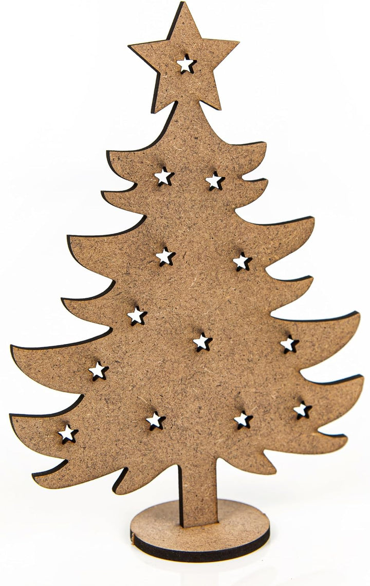 Logbuch-Verlag 10 Weihnachtskarten DIN A6 grau bunt mit Kuverts + Weihnachtsbaum aus Holz - Weihnach