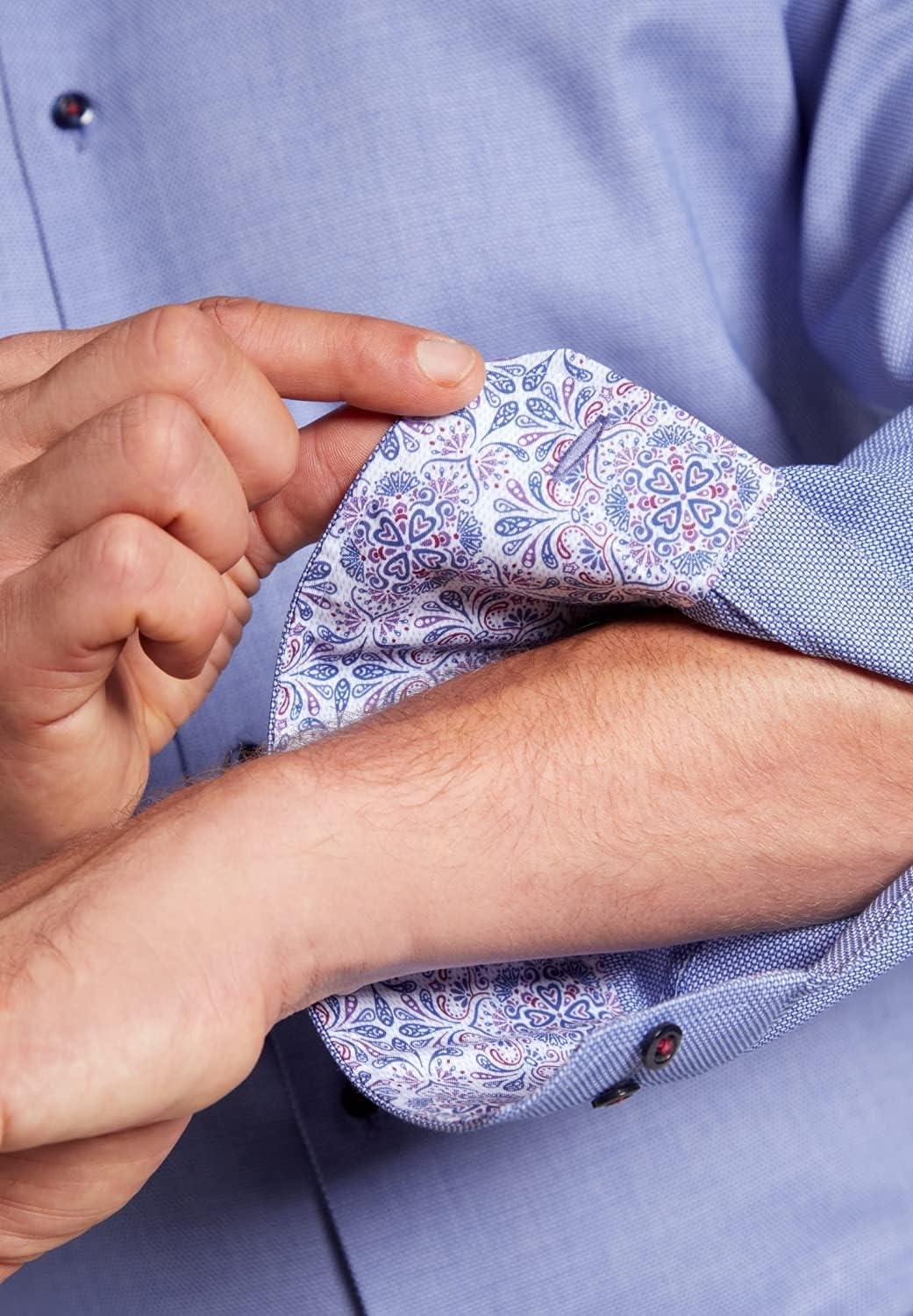 eterna Modern Fit Hemd Langarm Haifischkragen Struktur blau Grösse 45